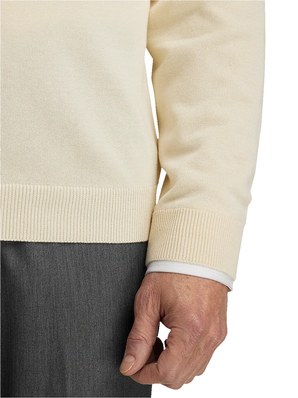 Supima Cotton V-neck Sweater - Ivory sold by Paul Fredrick product image thumbnail 4