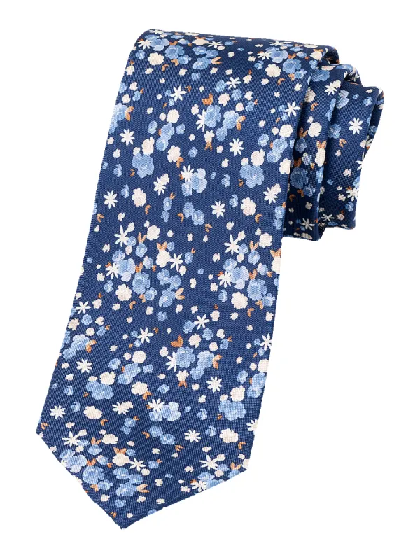 Floral Woven Silk Tie - Blue sold by Paul Fredrick