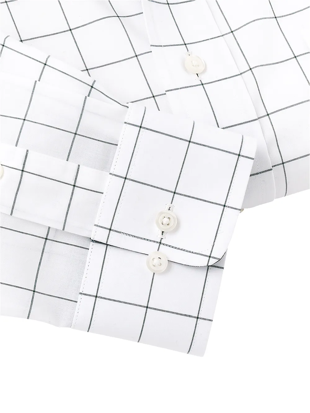 Non-Iron Cotton Windowpane Dress Shirt With Contrast Trim - Green sold by Paul Fredrick product image thumbnail 4