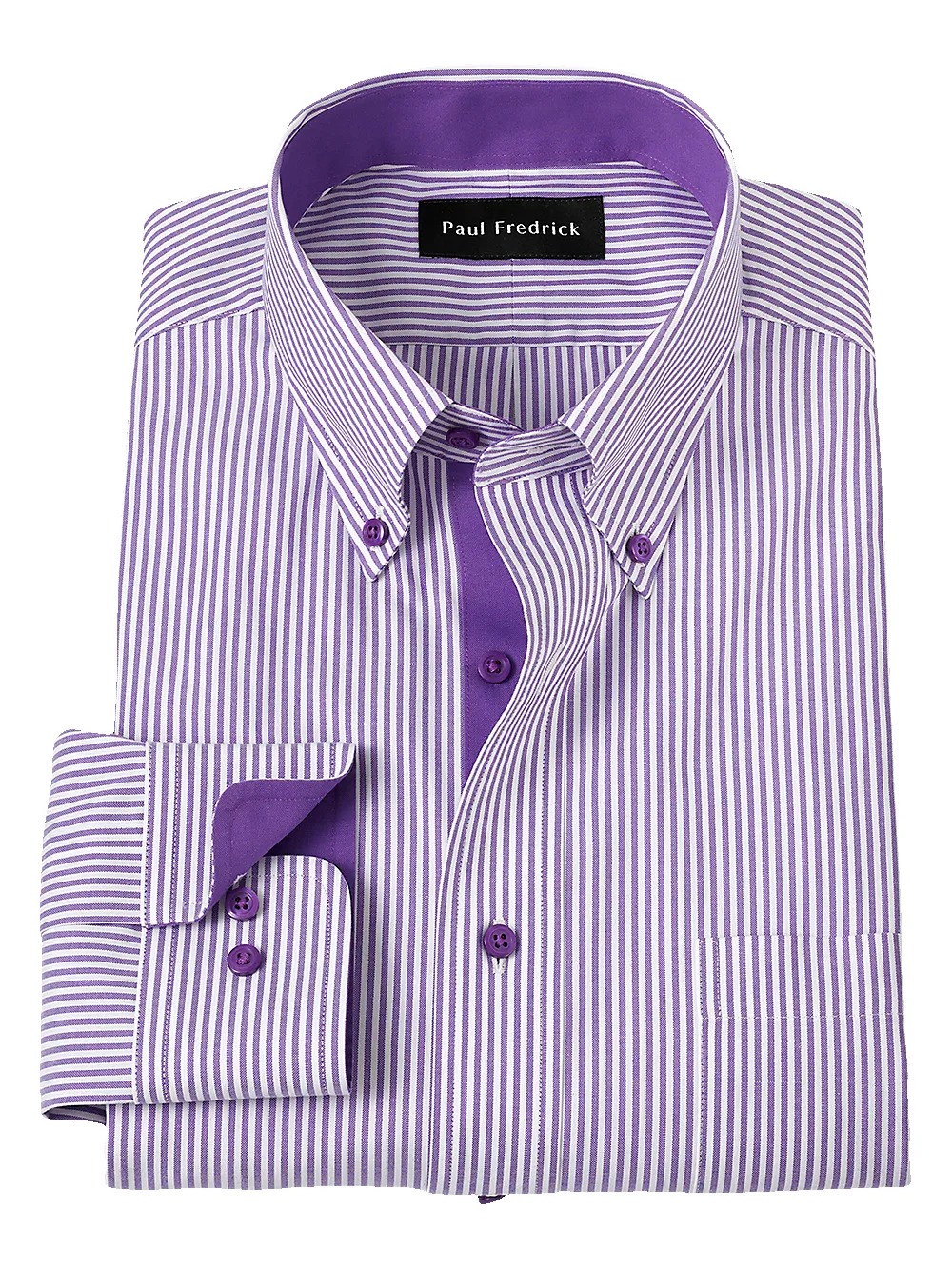 Comfort Stretch Non-Iron Stripe Dress Shirt With Contrast Trim - Purple sold by Paul Fredrick