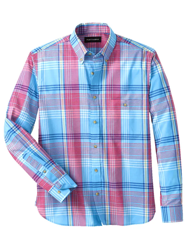 Cotton Madras Plaid Casual Shirt - Pink Multi sold by Paul Fredrick