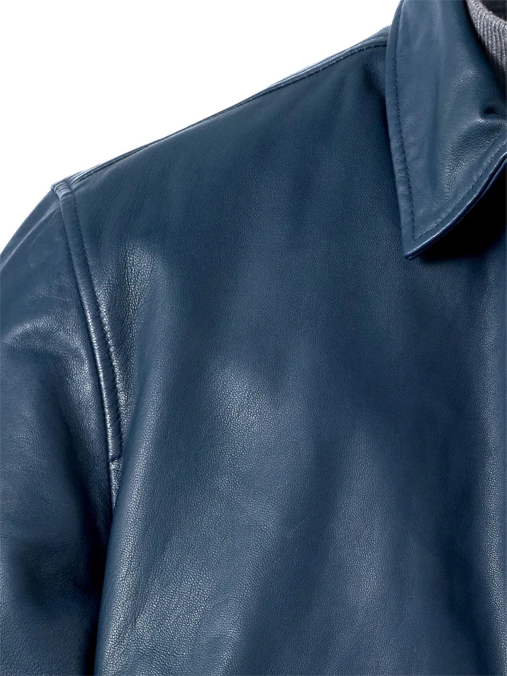 Leather Bomber Jacket - Navy sold by Paul Fredrick product image thumbnail 4