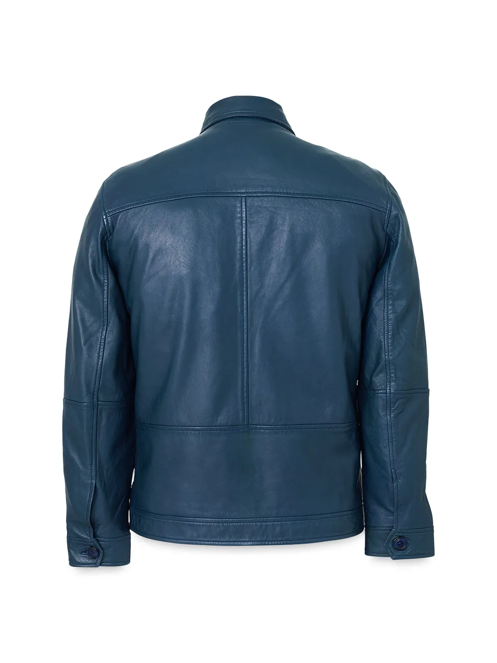 Leather Bomber Jacket - Navy sold by Paul Fredrick product image thumbnail 5