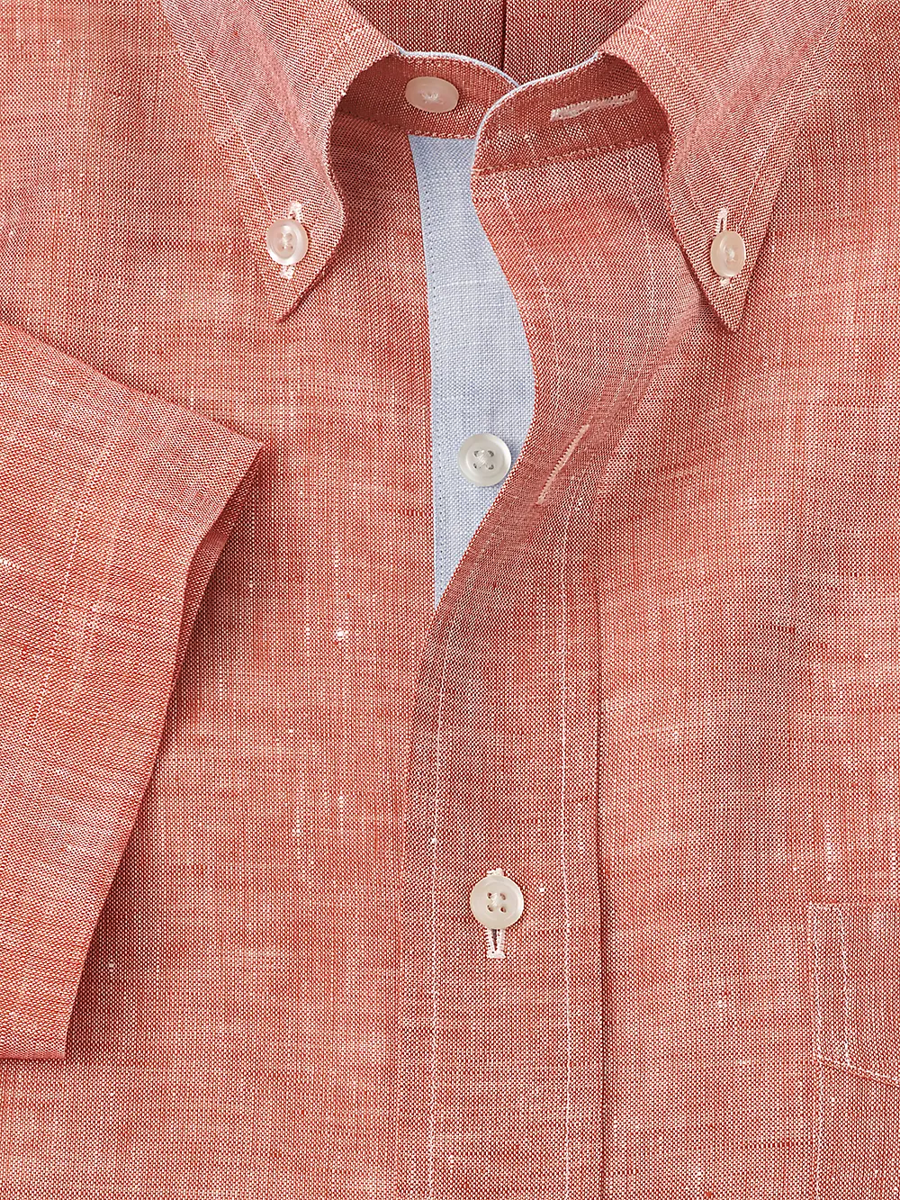 Non-Iron Linen Solid Dress Shirt With Contrast Trim - Coral sold by Paul Fredrick product image thumbnail 2