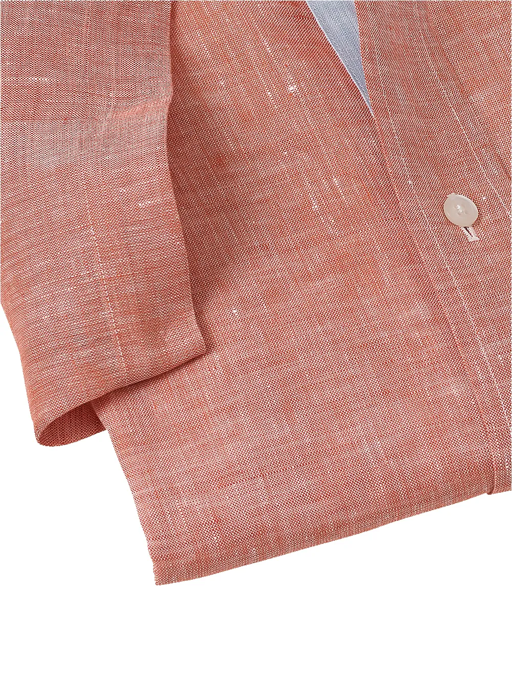 Non-Iron Linen Solid Dress Shirt With Contrast Trim - Coral sold by Paul Fredrick product image thumbnail 4