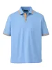 Mercerized Cotton Pique Three Button Polo - Light Blue sold by Paul Fredrick