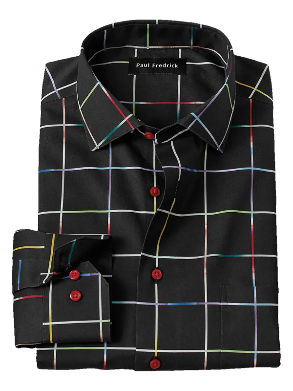 Non-Iron Cotton Windowpane Dress Shirt - Multi sold by Paul Fredrick