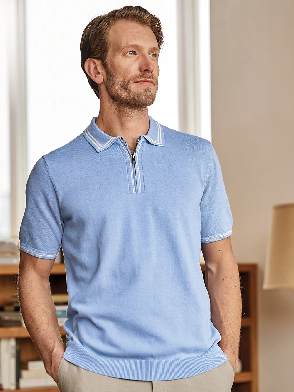 Cotton Zip Polo sold by Paul Fredrick product image thumbnail 2