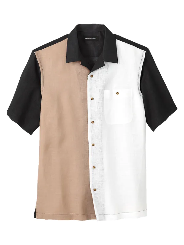 Linen Mix-it-up Casual Shirt - Black/brown sold by Paul Fredrick