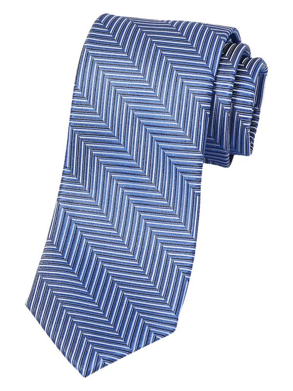 Herringbone Woven Silk Tie - Blue Multi sold by Paul Fredrick