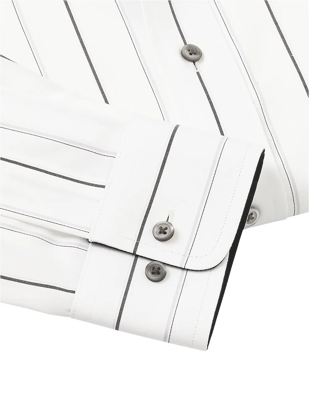 Non-Iron Cotton Stripe Dress Shirt With Contrast Trim - Black/grey sold by Paul Fredrick product image thumbnail 4