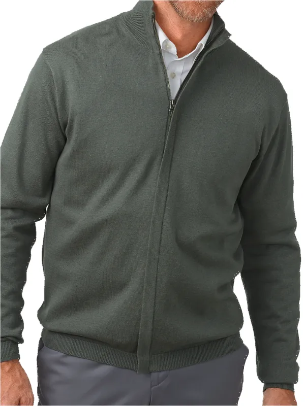 Silk, Cotton & Cashmere Full Zip Sweater - Grey sold by Paul Fredrick