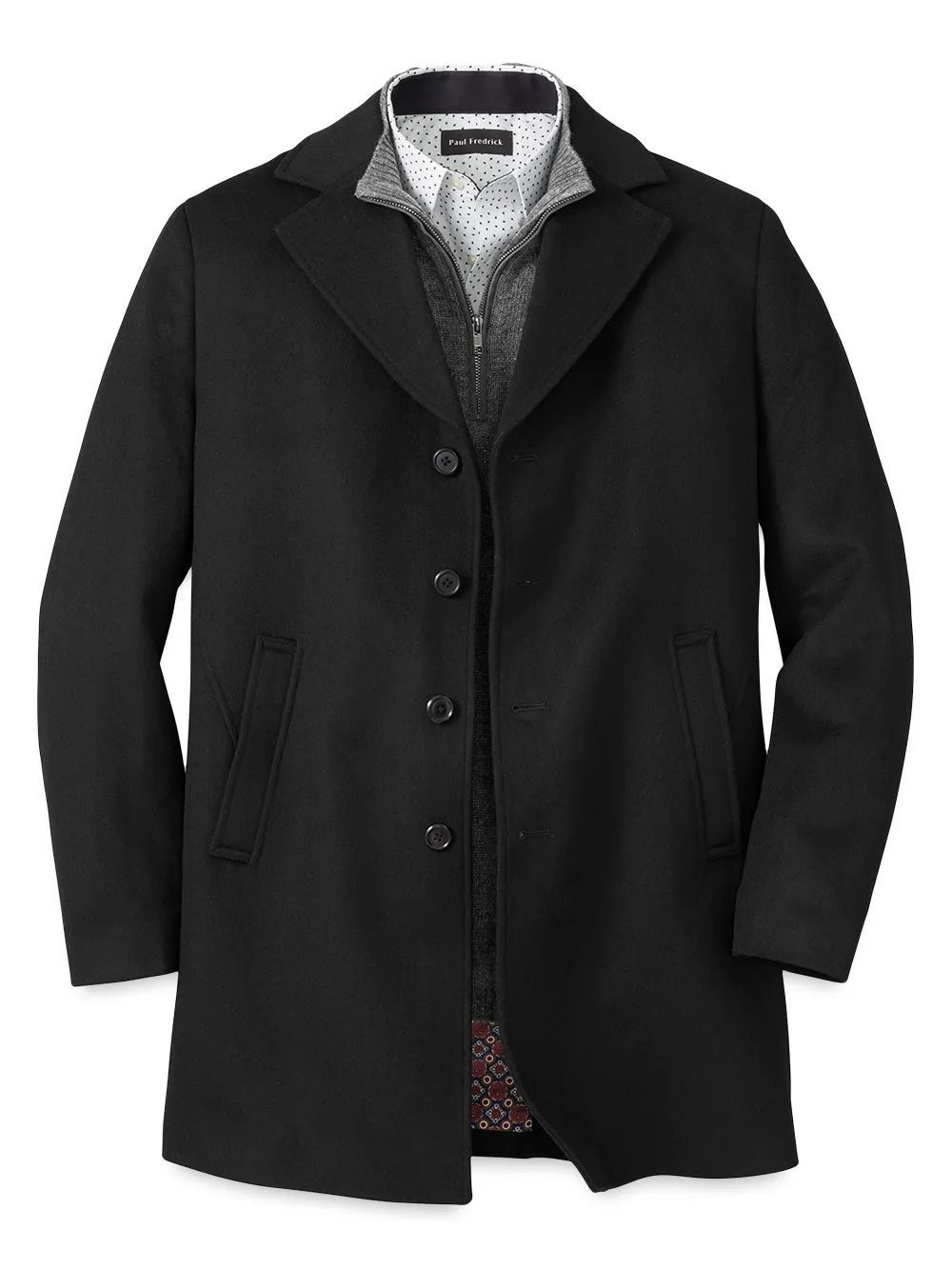 Wool Blend Topcoat - Black sold by Paul Fredrick