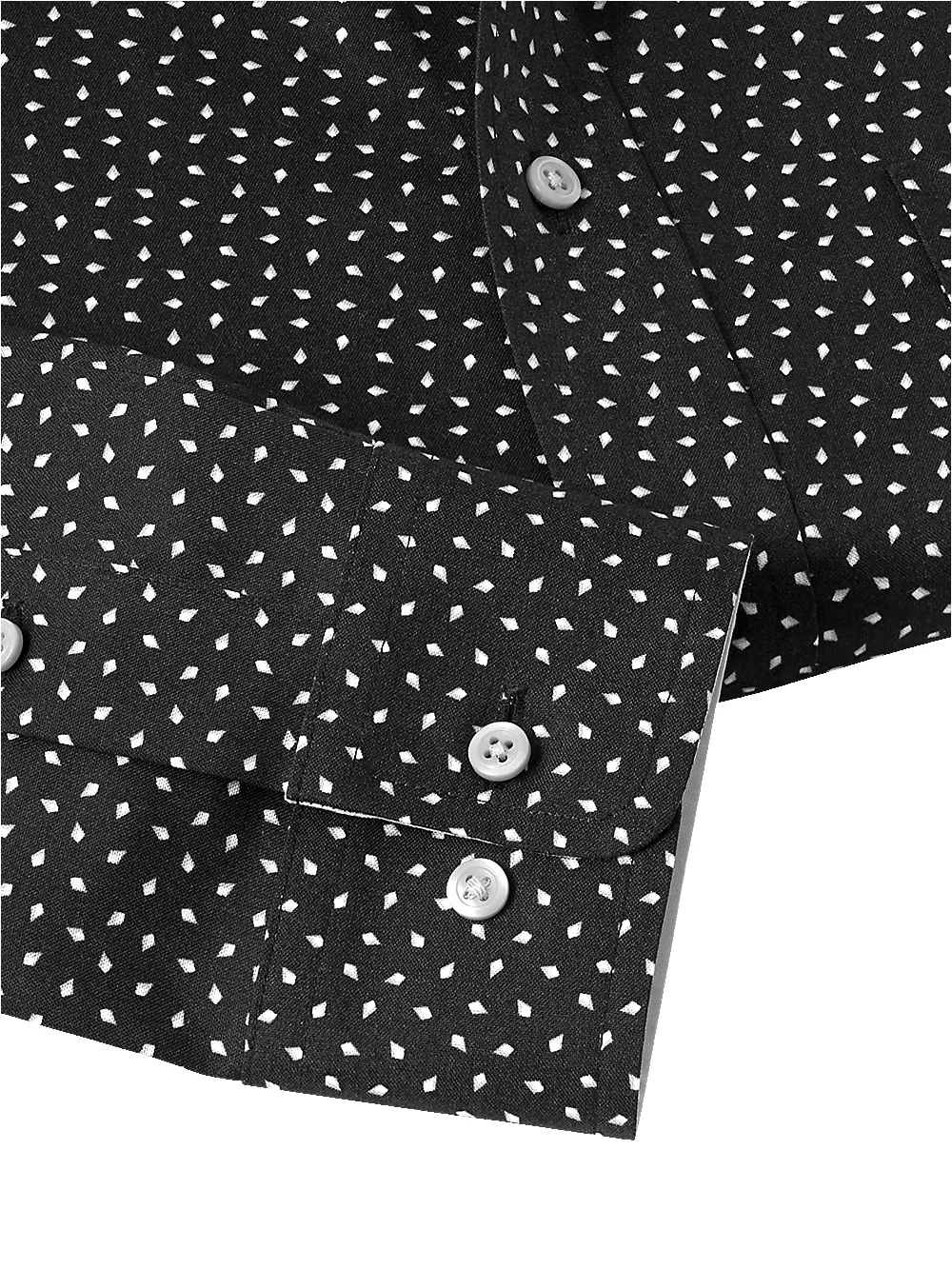 Non-Iron Cotton Geometric Print Dress Shirt With Contrast Trim - Black/white sold by Paul Fredrick product image thumbnail 4