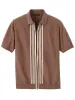 Cotton Full Zip Polo - Brown sold by Paul Fredrick