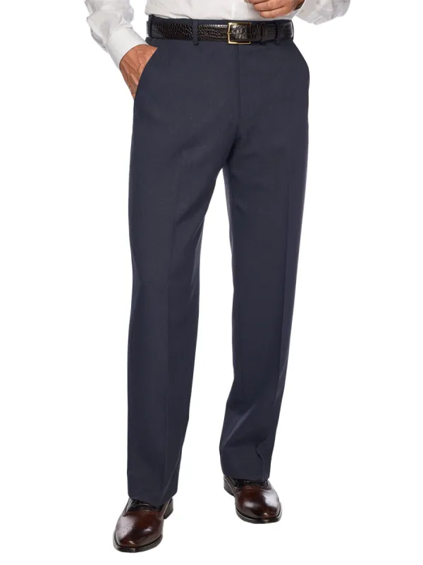Comfort-waist Microfiber Herringbone Pant - Navy sold by Paul Fredrick