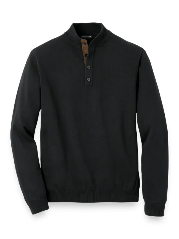 Supima Cotton Four Button Mock Neck Sweater sold by Paul Fredrick