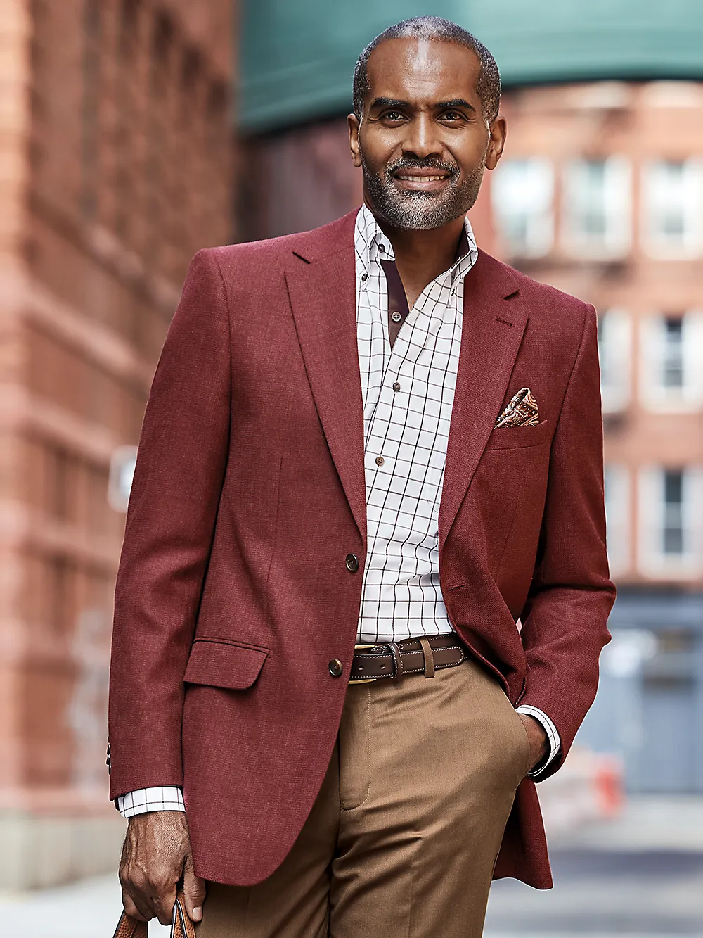 Wool Single Breasted Notch Lapel Sport Coat - Terracotta sold by Paul Fredrick product image thumbnail 2
