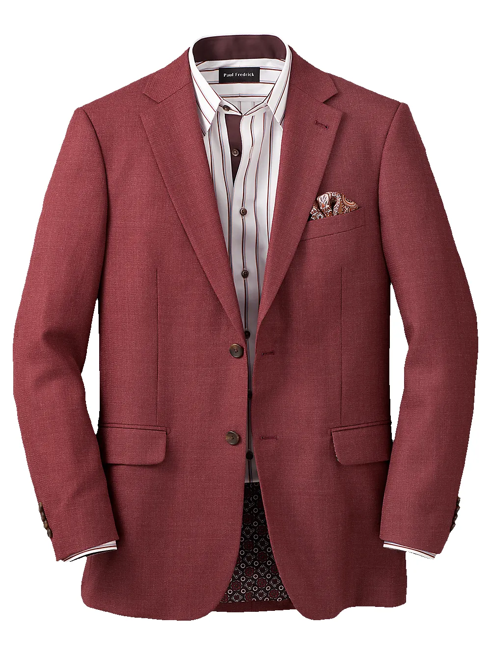 Wool Single Breasted Notch Lapel Sport Coat - Terracotta sold by Paul Fredrick