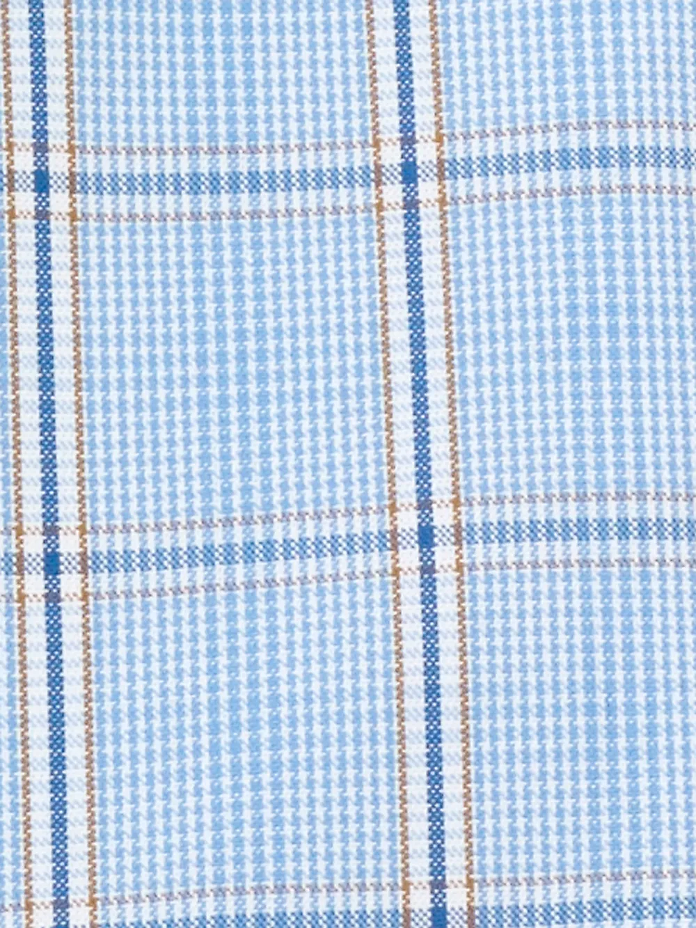 Non-Iron Cotton Pinpoint Glen Plaid Dress Shirt With Contrast Trim - Blue/tan sold by Paul Fredrick product image thumbnail 5