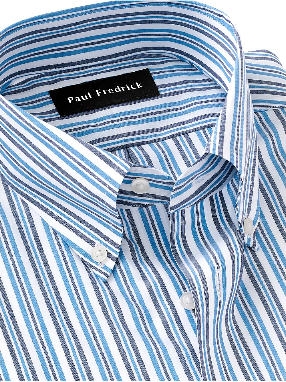 Non-Iron Cotton Stripe Dress Shirt - Navy/blue sold by Paul Fredrick product image thumbnail 3