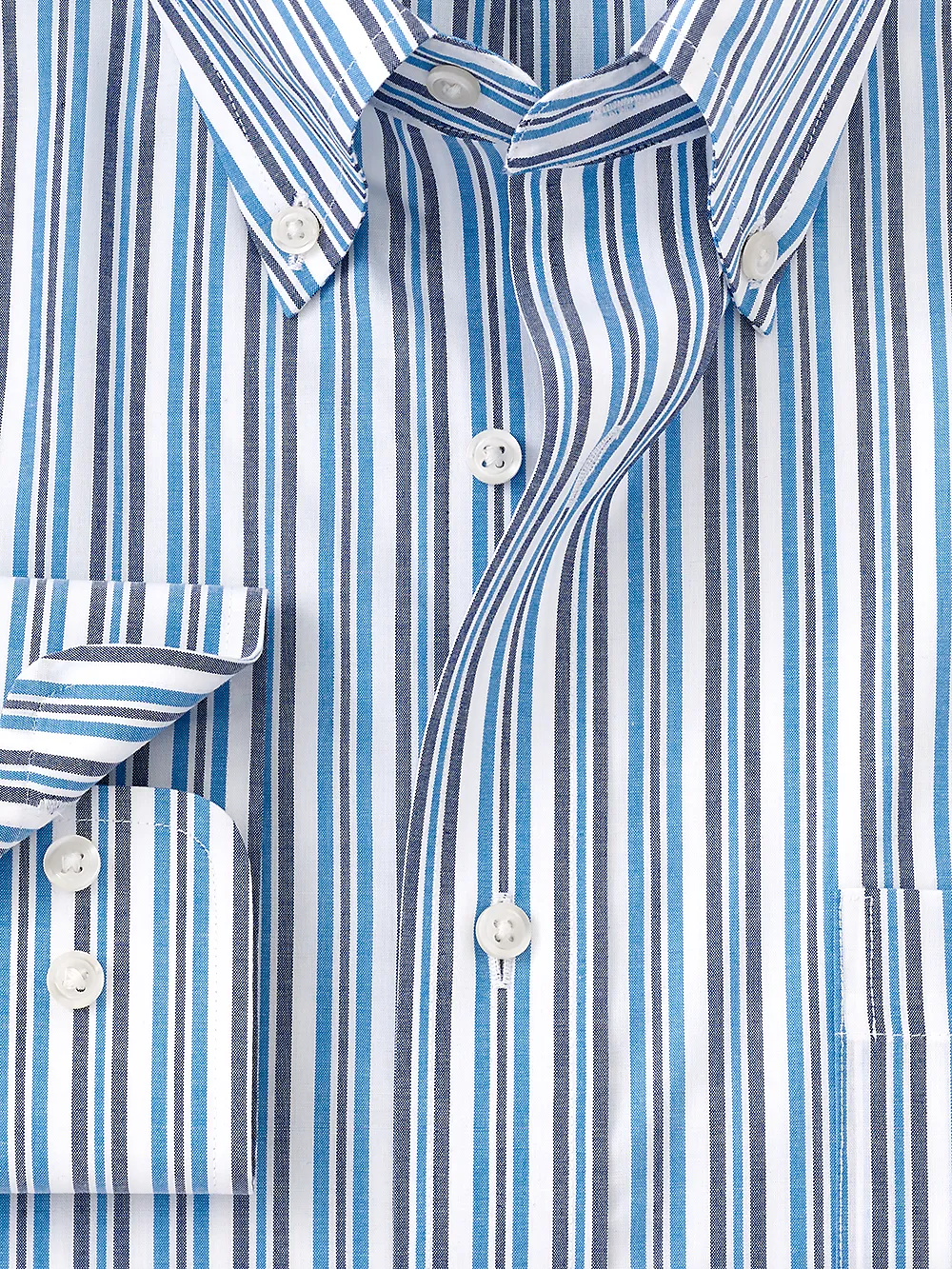 Non-Iron Cotton Stripe Dress Shirt - Navy/blue sold by Paul Fredrick product image thumbnail 2