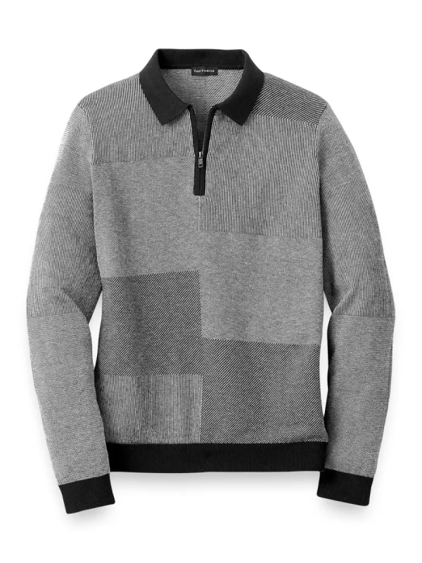 Silk, Cotton & Cashmere Zip Polo sold by Paul Fredrick