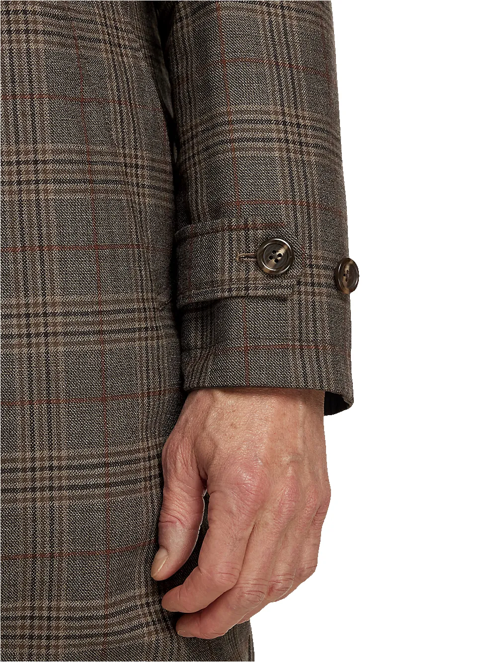 Wool / Cotton Stretch Reversible Plaid Trench Coat - Dark Brown/brown Plaid sold by Paul Fredrick product image thumbnail 4