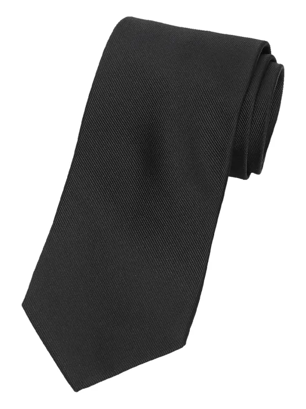 Solid Twill Woven Silk Tie - Black sold by Paul Fredrick