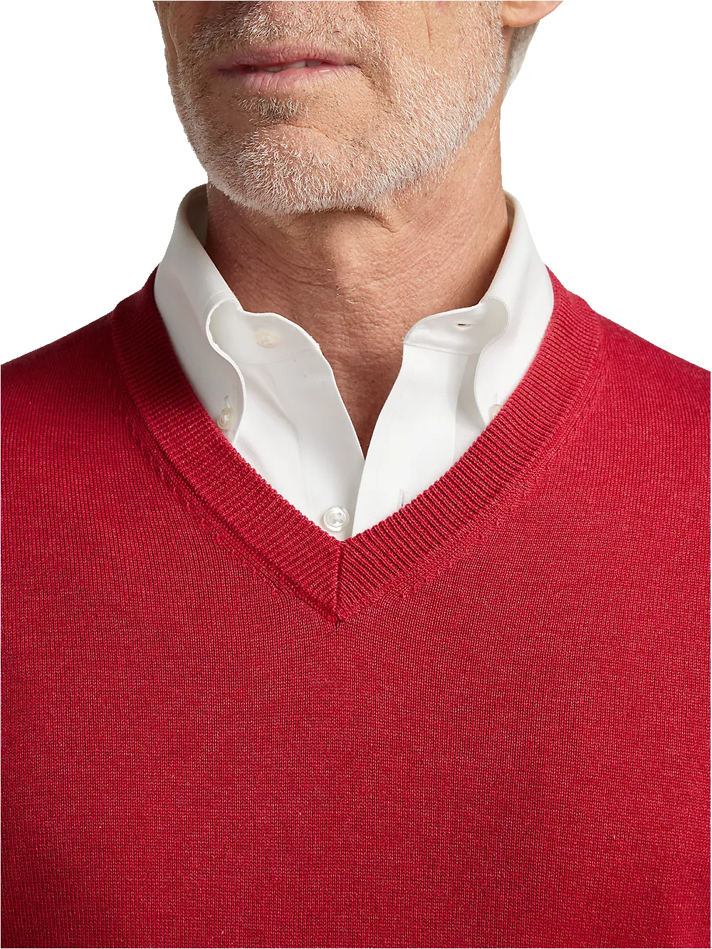 Supima Cotton V-neck Sweater - Red sold by Paul Fredrick product image thumbnail 3