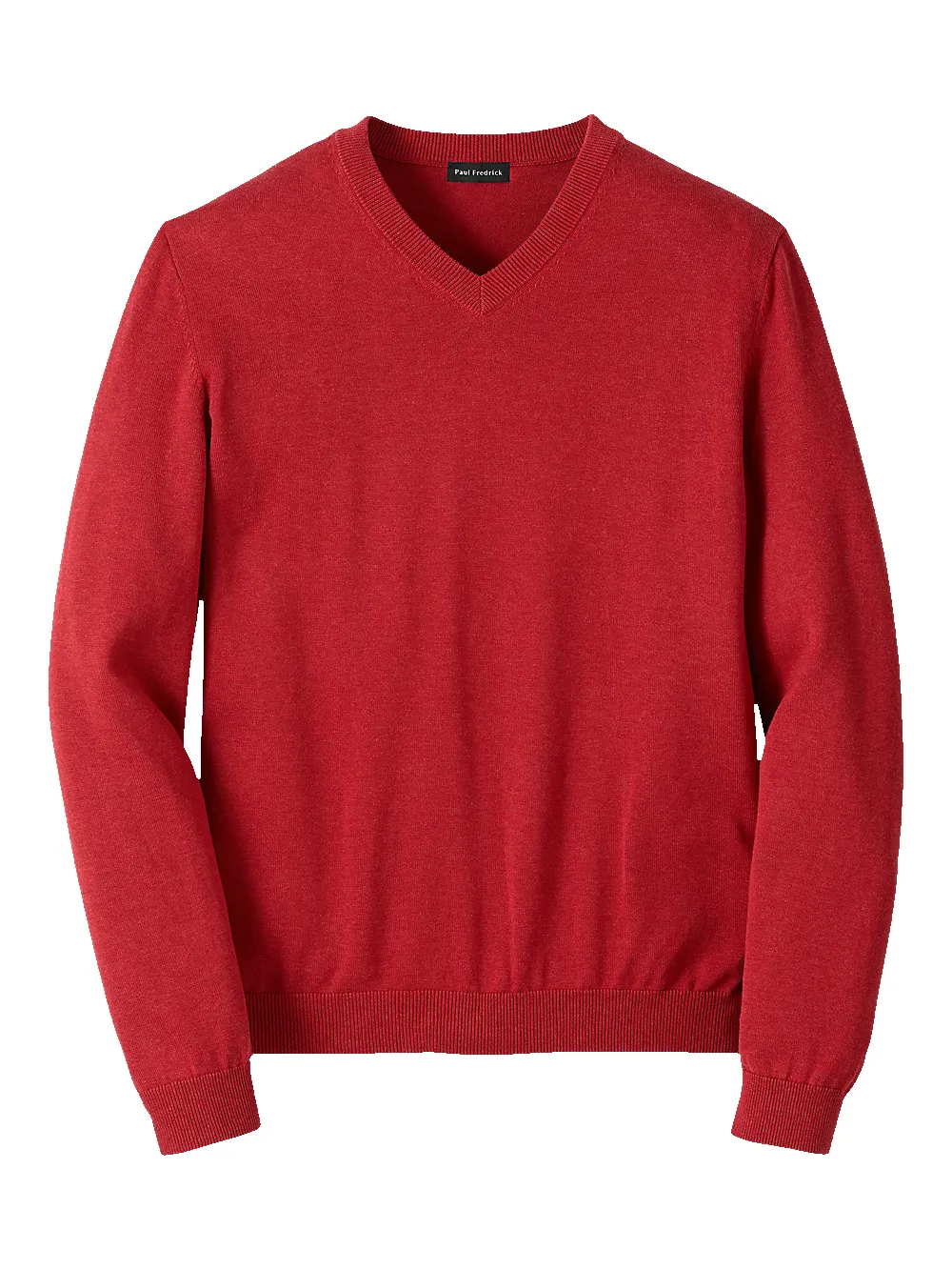 Supima Cotton V-neck Sweater - Red sold by Paul Fredrick