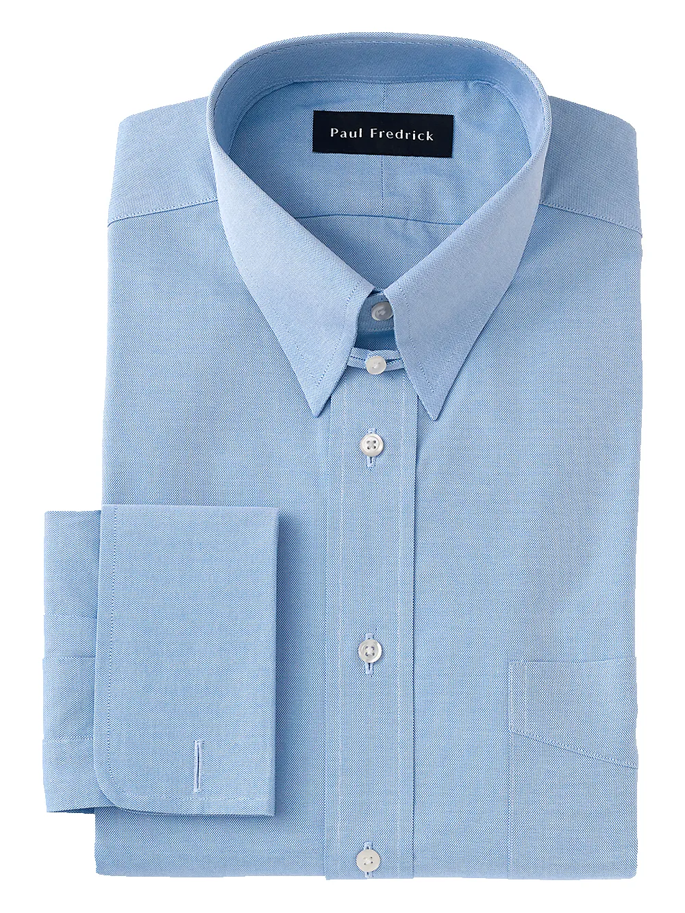 Superfine Egyptian Cotton Solid Color Button Tab Collar French Cuff Dress Shirt - Blue sold by Paul Fredrick
