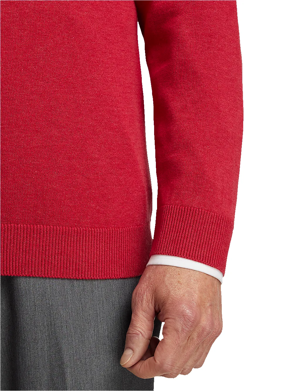Supima Cotton V-neck Sweater - Red sold by Paul Fredrick product image thumbnail 4