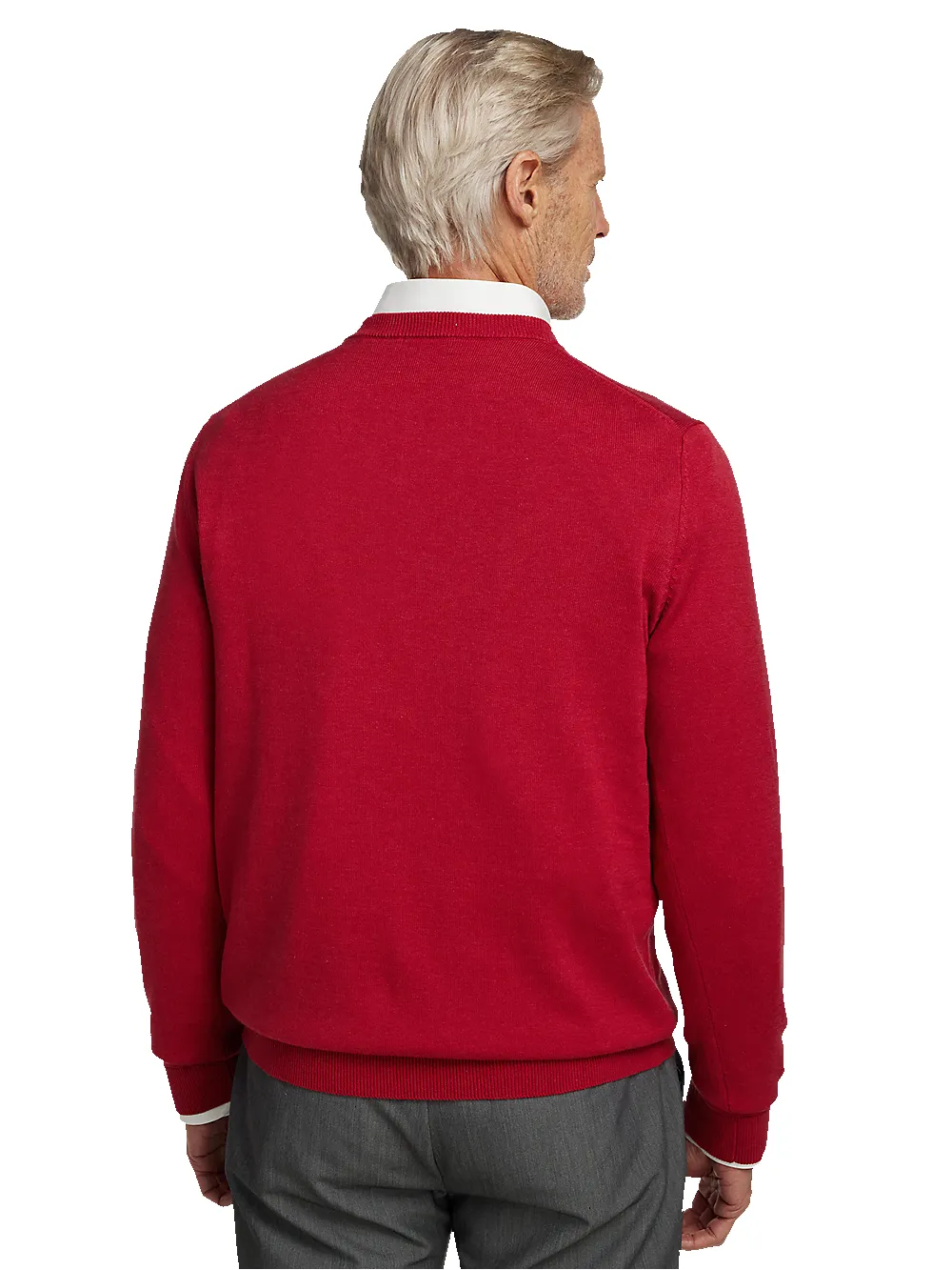 Supima Cotton V-neck Sweater - Red sold by Paul Fredrick product image thumbnail 5