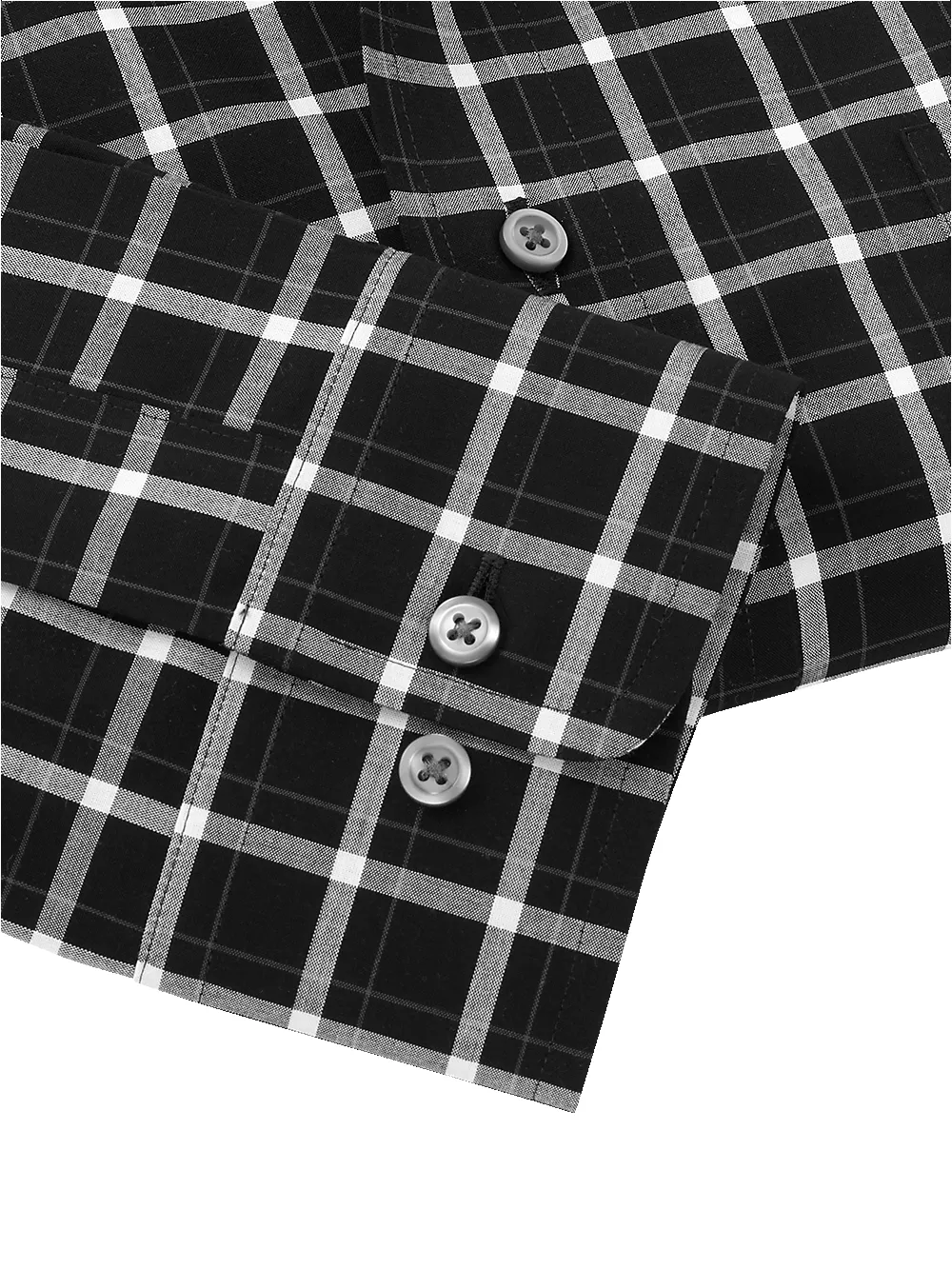 Non-Iron Cotton Windowpane Dress Shirt - Black/white sold by Paul Fredrick product image thumbnail 4