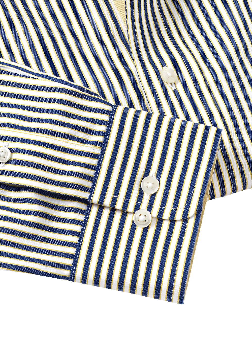 Non-Iron Cotton Stripe Dress Shirt With Contrast Trim - Cobalt/yellow sold by Paul Fredrick product image thumbnail 4