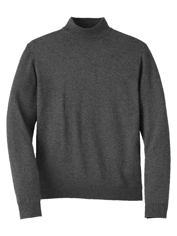 Silk Cotton And Cashmere Mock Neck Sweater - Grey sold by Paul Fredrick