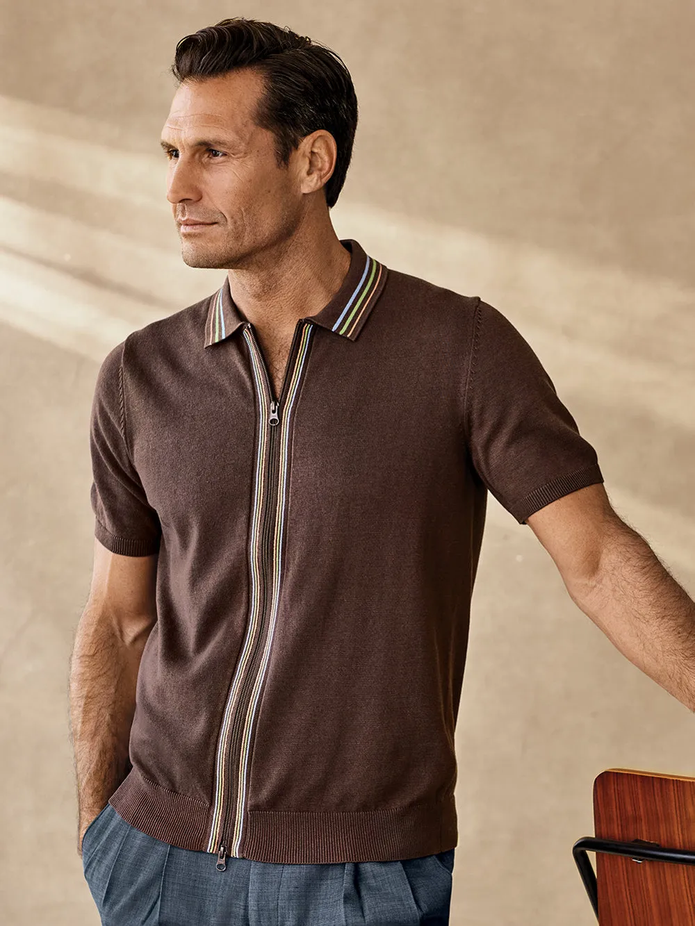 Cotton Full Zip Polo sold by Paul Fredrick product image thumbnail 2