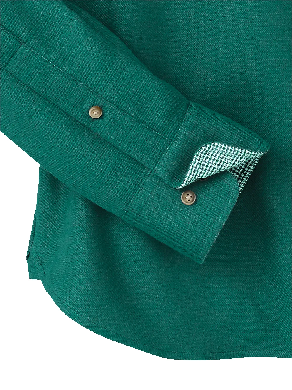 Brushed Twill Solid Casual Shirt With Contrast Trim - Green sold by Paul Fredrick product image thumbnail 4