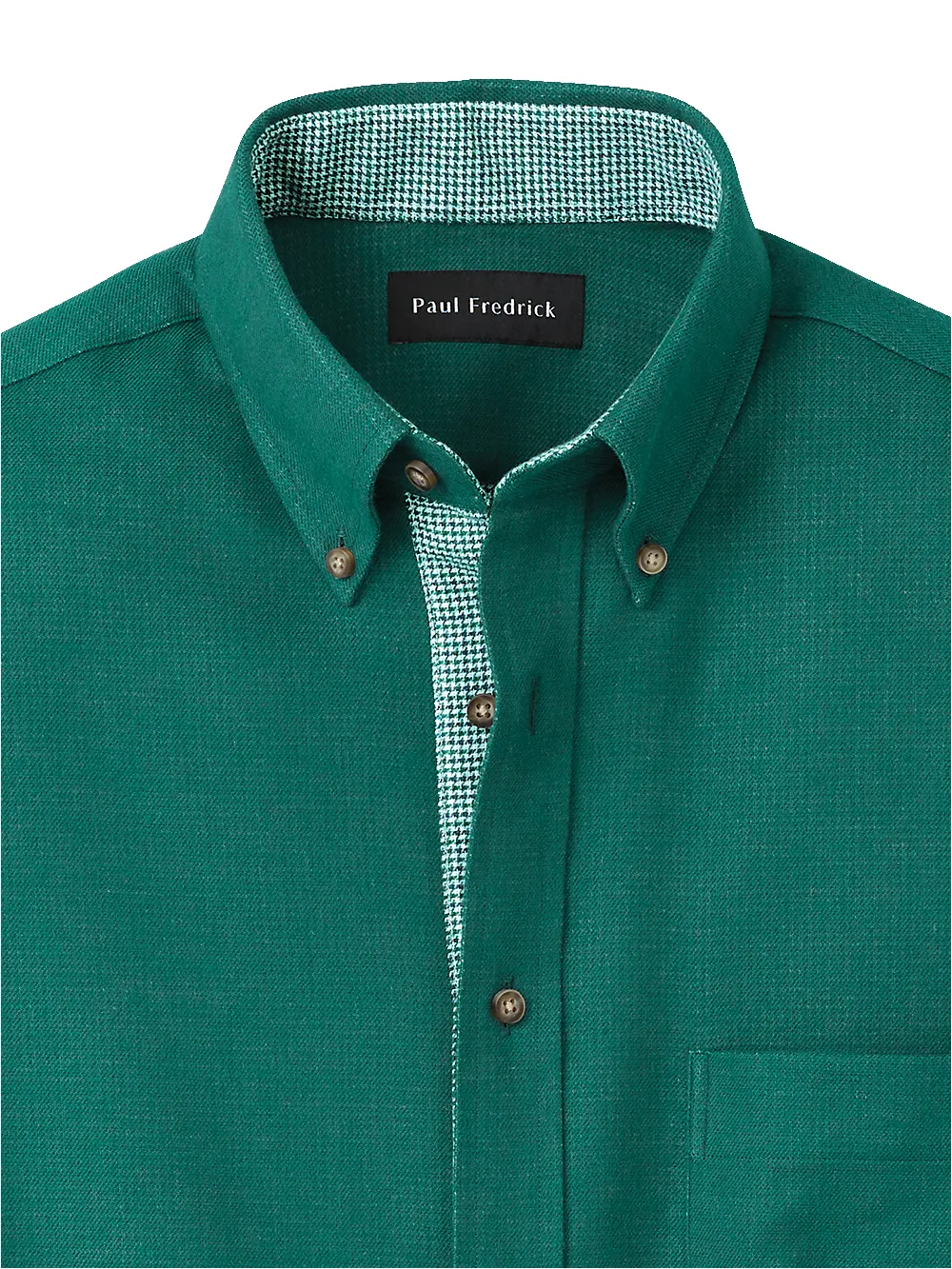 Brushed Twill Solid Casual Shirt With Contrast Trim - Green sold by Paul Fredrick product image thumbnail 3