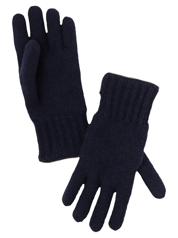 Cashmere Lined Knit Gloves - Blue sold by Paul Fredrick