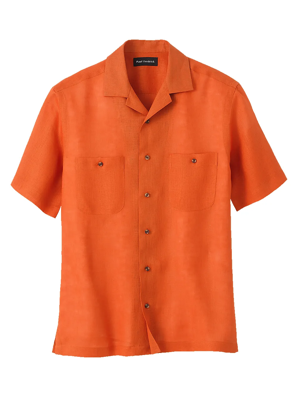 Linen Solid Casual Shirt - Orange sold by Paul Fredrick