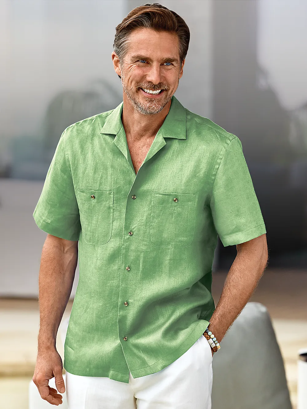 Linen Solid Casual Shirt - Orange sold by Paul Fredrick product image thumbnail 2