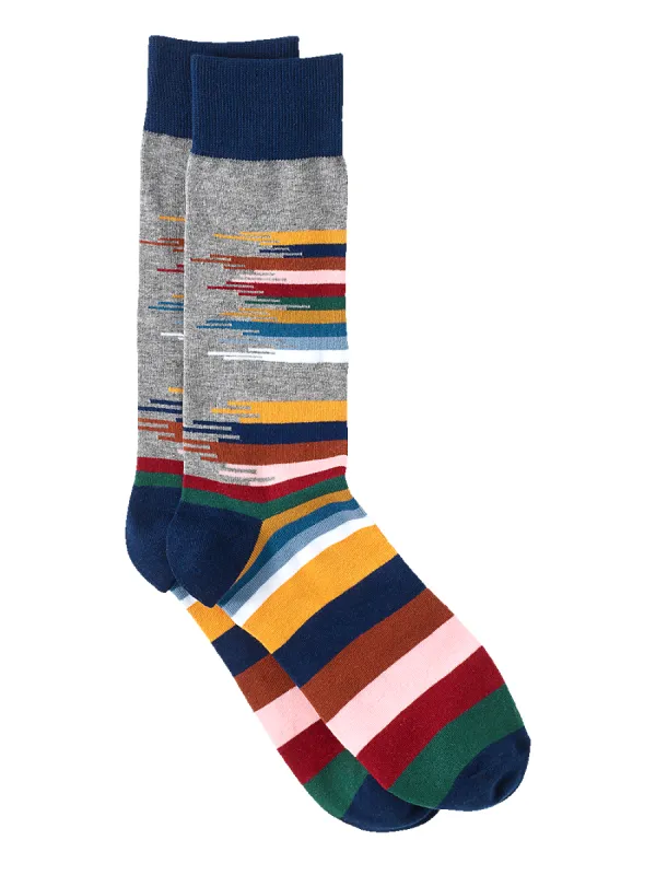 Brush Strokes Cotton Blend Sock - Grey Multi sold by Paul Fredrick