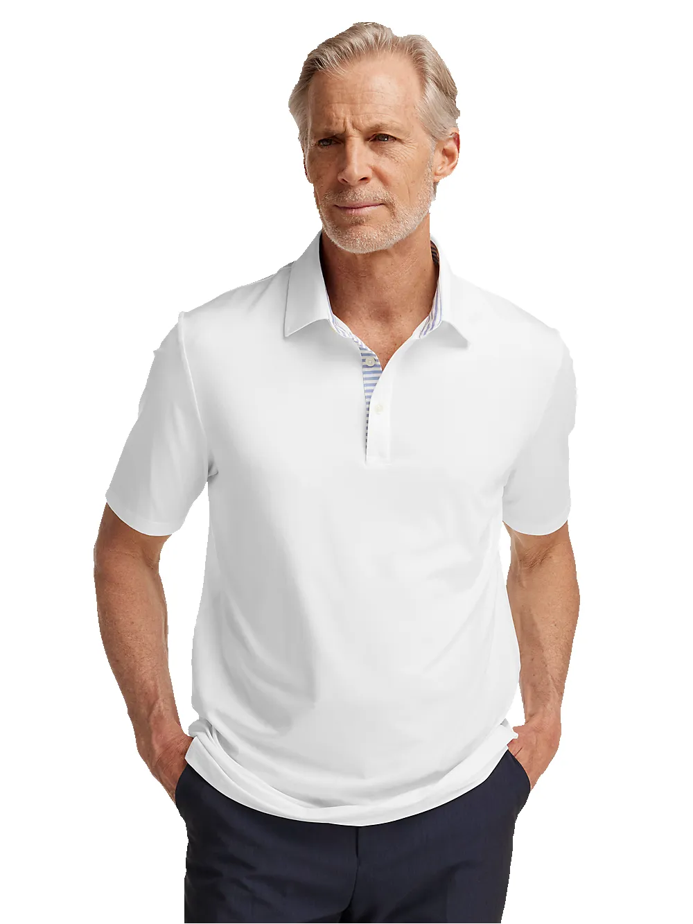 Performance Blend Three Button Polo - White sold by Paul Fredrick product image thumbnail 2