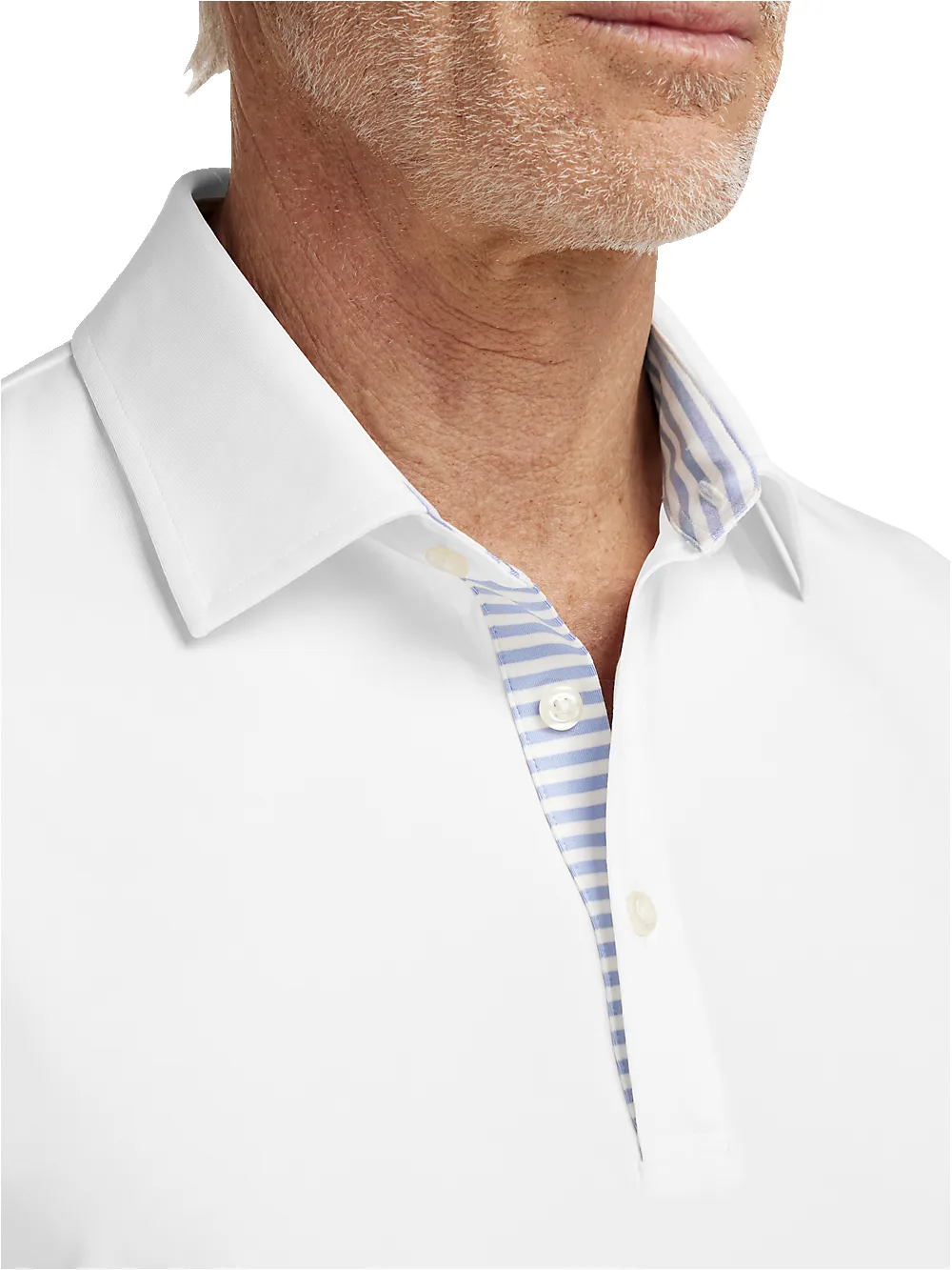 Performance Blend Three Button Polo - White sold by Paul Fredrick product image thumbnail 3