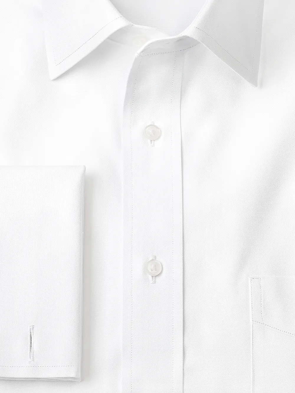 Superfine Egyptian Cotton Solid Color Spread Collar French Cuff Dress Shirt - White sold by Paul Fredrick product image thumbnail 3