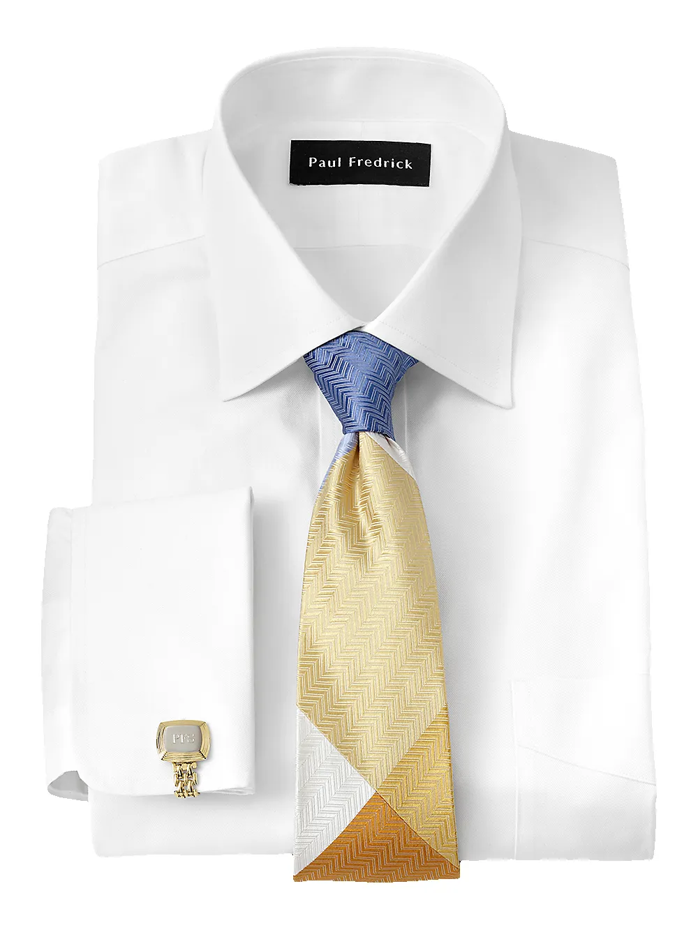 Superfine Egyptian Cotton Solid Color Spread Collar French Cuff Dress Shirt - White sold by Paul Fredrick product image thumbnail 2