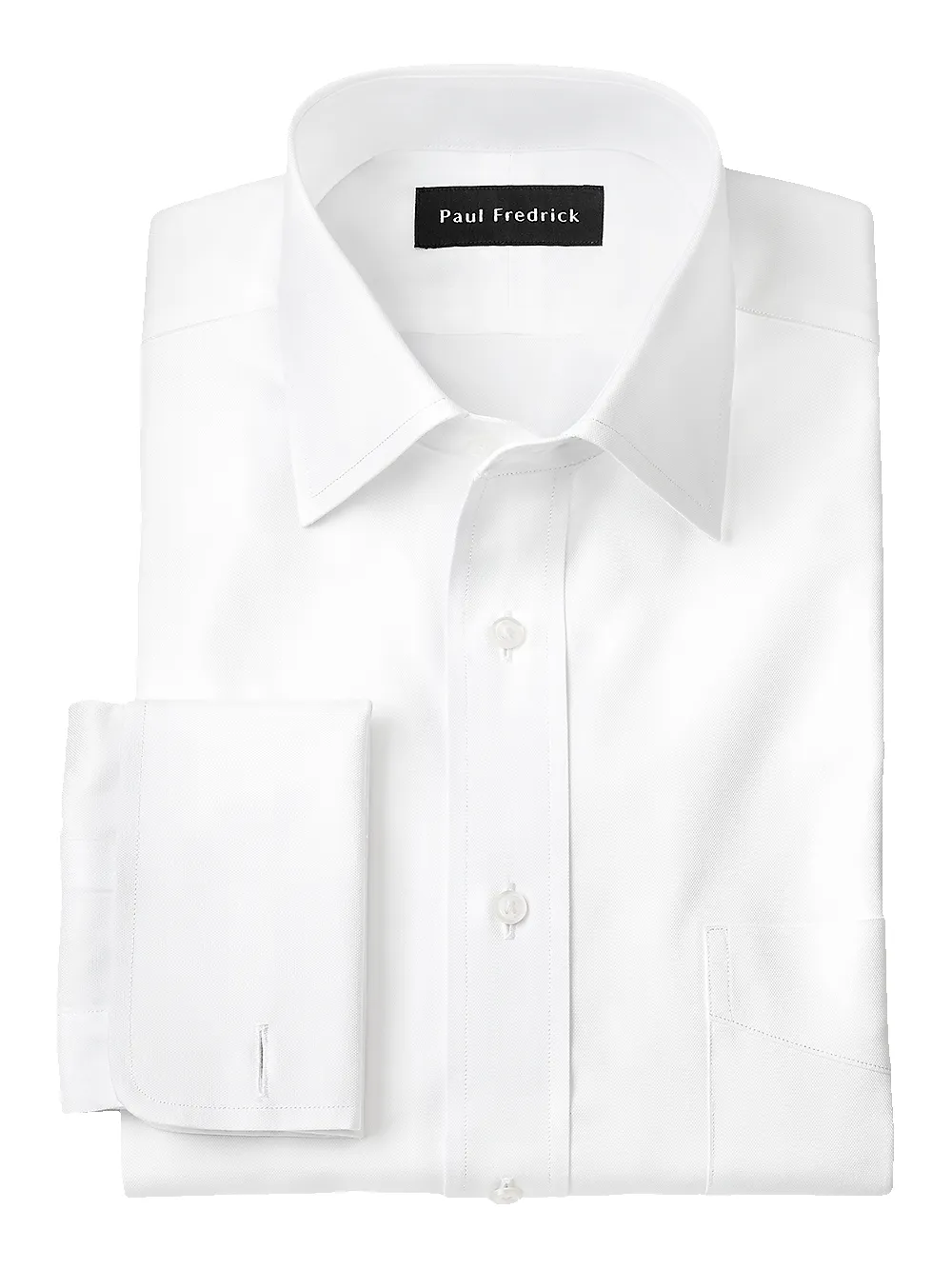 Superfine Egyptian Cotton Solid Color Spread Collar French Cuff Dress Shirt - White sold by Paul Fredrick