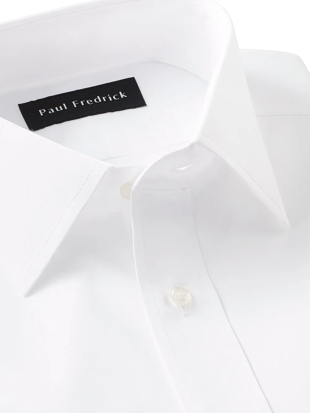 Pure Cotton Broadcloth Solid Color Spread Collar Dress Shirt | Clearance sold by Paul Fredrick product image thumbnail 3